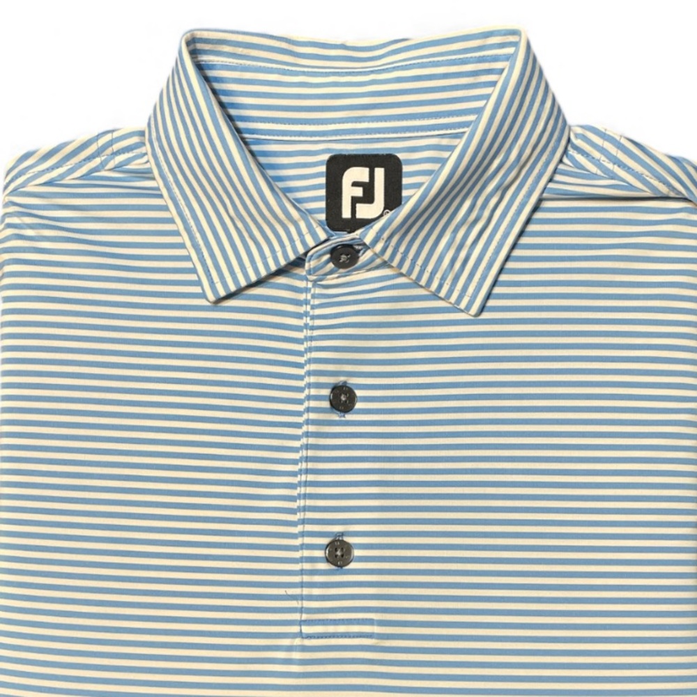 Men's FootJoy Performance Polo Blue White Stripes 2XL